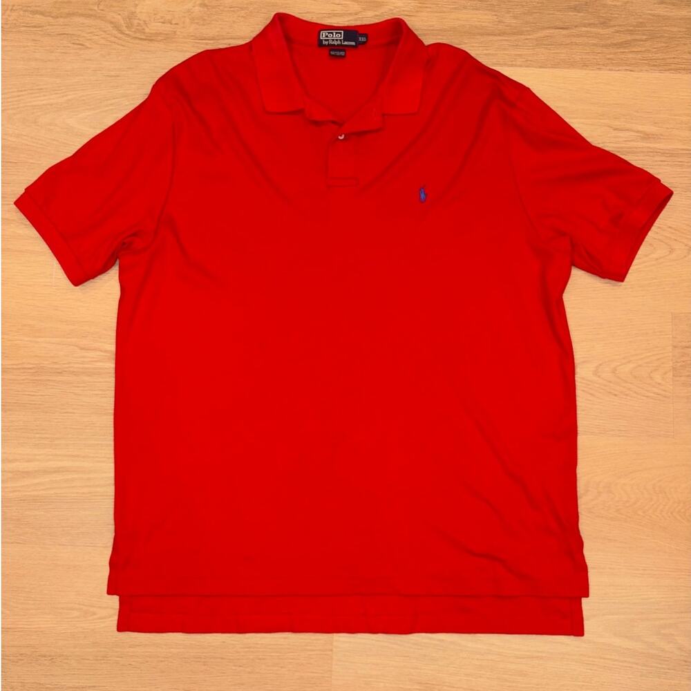 Polo by Ralph Lauren Red polo with blue logo 100% cotton mens size XXL